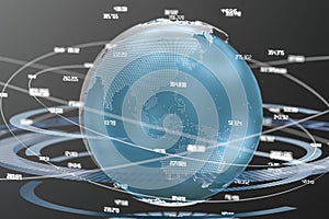 3d rendering, data and earth graphics with HUD elements
