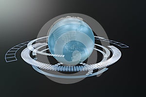 3d rendering, data and earth graphics with HUD elements