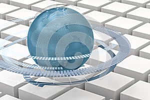 3d rendering, data and earth graphics with HUD elements