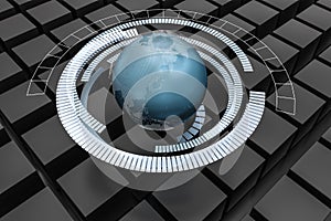 3d rendering, data and earth graphics with HUD elements