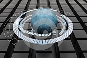 3d rendering, data and earth graphics with HUD elements