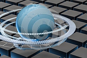 3d rendering, data and earth graphics with HUD elements