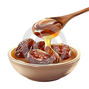 3D Rendering of a Dates in a Bowl on Transparent Background - Ai Generated