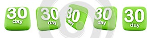 3d rendering 30 day left different positions icon set. 3d render 30 days after start icon set