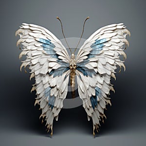 3d Rendering Of Decorative Butterfly With Blue Wings photo