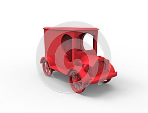 3D rendering illustration of a red classic vintage retro toy mail car isolated in white studio background