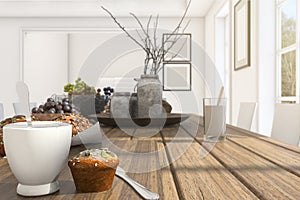 3d rendering depth of field nice breakfast and meal in beautiful bright white room