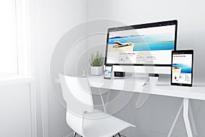 devices on white minimal workspace resort and spa website
