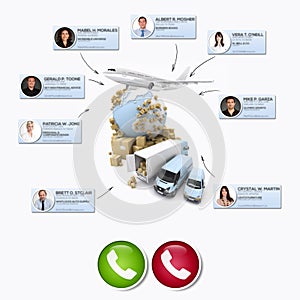 business contacts making a conference call in an international distribution context photo
