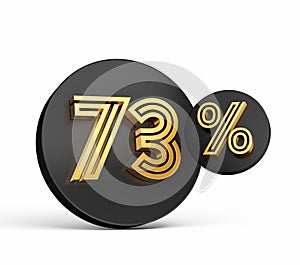 3d rendering of a digit letter 72 percent on a black button icon