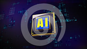 3D rendering digital of CPU processors over circuit background with AI Artificial Intelligence concept, High-speed connection