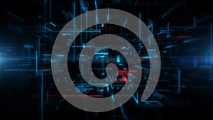 3D Rendering Digital Cyberspace with Particles and Digital Data Network Connections, Technology Digital Data Abstract Background,