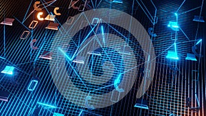 3d Rendering Digital world background binary map technology. Global network connection