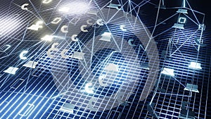 3d Rendering Digital world background binary map technology. Global network connection