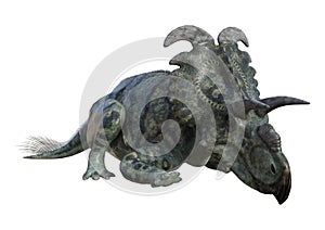 3D Rendering Dinosaur Albertaceratops on White