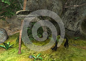 3D Rendering Dinosaur Monolophosaurus