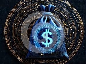 3d rendering. dollar symbol with a binary code.3 code.