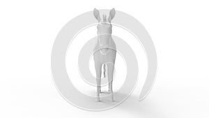 3D rendering of donkey white small animal studio islated white background