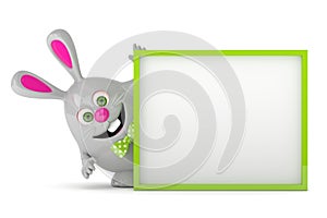 3d rendering of Easter bunny holding board