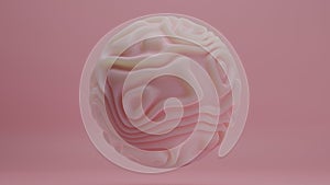 3d rendering of an elegant abstract pink sphere with a wavy surface. The curves and waves on the surface of the sphere create a