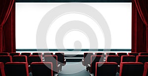 3d rendering empty cinema with white screen