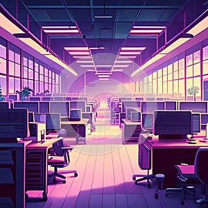 3D rendering of an empty office with no people and no equipment Generative AI photo