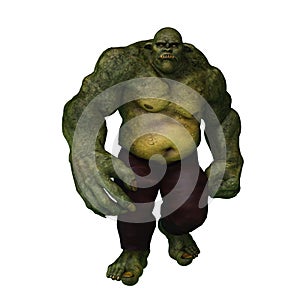 3D rendering of an enormous green ogre walking photo