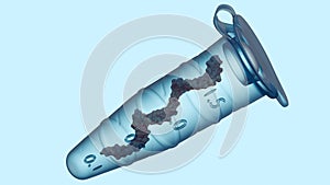 A 3d rendering of Eppendorf tube containing and RNA molecule.