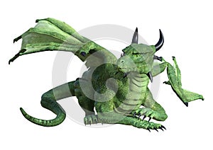 3D Rendering Fantasy Dragon on White