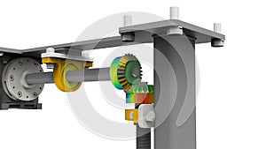 3D rendering - FEA analysis of a bevel gear platform