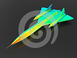 3D rendering - FEA analysis of a jet plane