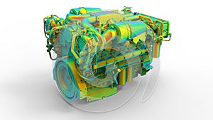 3D rendering - FEA study analysis of a large engine photo