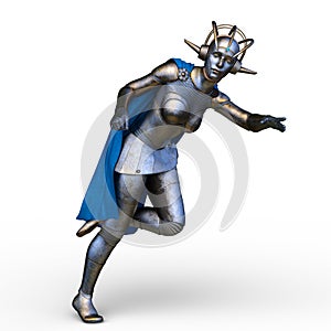 3D rendering of a female robot