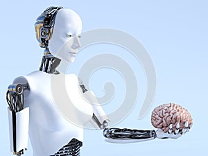 3D rendering of female robot artificial intelligence concept