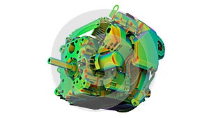 3D rendering - finite element analysis of a car engine
