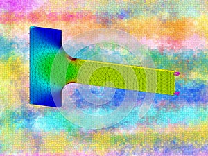 3D Rendering of Finite Element Analysis of Plate with Double Fillets Against Colorful Background photo