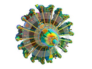 3D rendering - finite element analysis of a radial engine photo