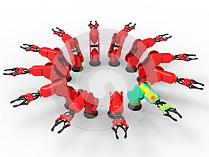 3D rendering - finite element analysis robot in a group photo