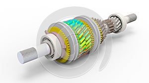 3D rendering - finite element analysis speed gearbox shaft photo
