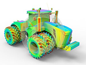 3D rendering - finite element analysis of a tractor photo