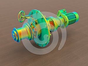 3D rendering - finite element analysis valve coupling assembly