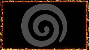 3d rendering of fire frame background. Computer generated flames of fire around the perimeter of the rectangle