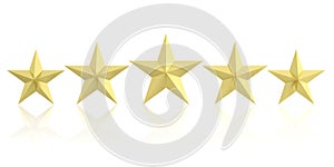 3d rendering five golden stars