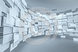 3d rendering, flow square paper, creative background