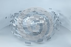 3d rendering, flow square paper, creative background