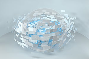 3d rendering, flow square paper, creative background