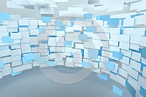 3d rendering, flow square paper, creative background