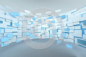 3d rendering, flow square paper, creative background