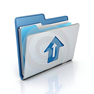 3D Folder Upload Isolated on White Background