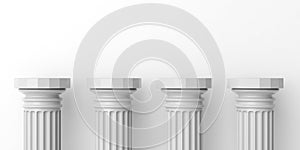 3d rendering four white marble pillars